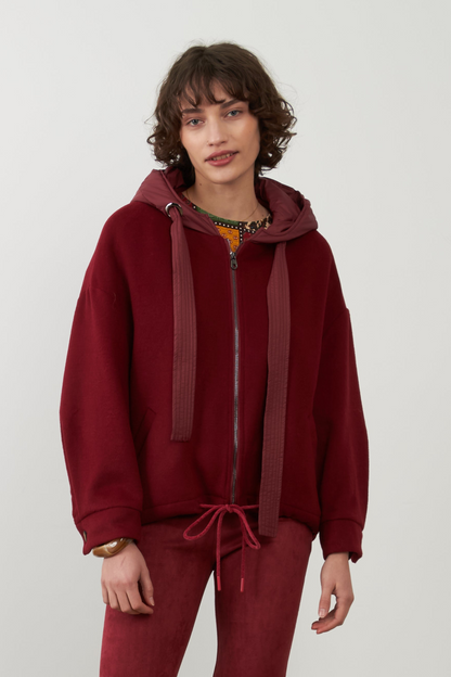 Veste sweat à capuche en laine Lester - Bordeaux