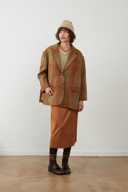 Blazer oversize 2 boutons Rooster - Carreaux Beige