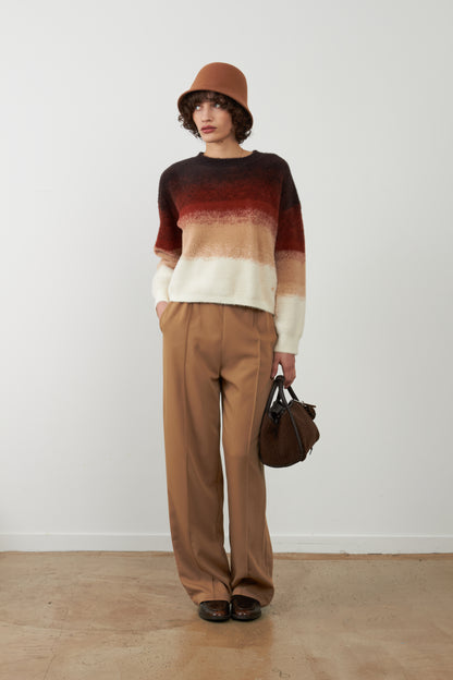 Pantalon de tailleur large à plis Cathy - Camel