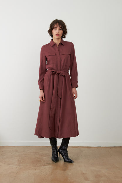 Robe longue chemise Stefan - Bordeaux