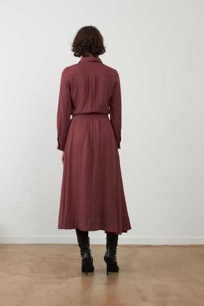 Robe longue chemise Stefan - Bordeaux