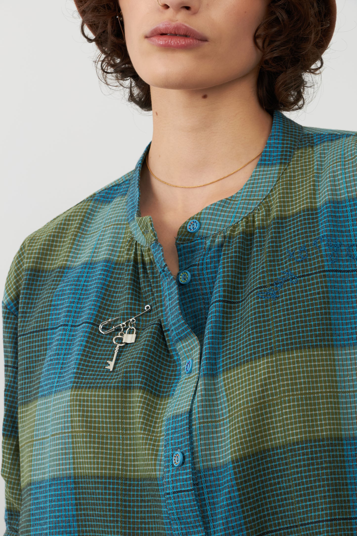 Blouse Simone - Carreaux bleus