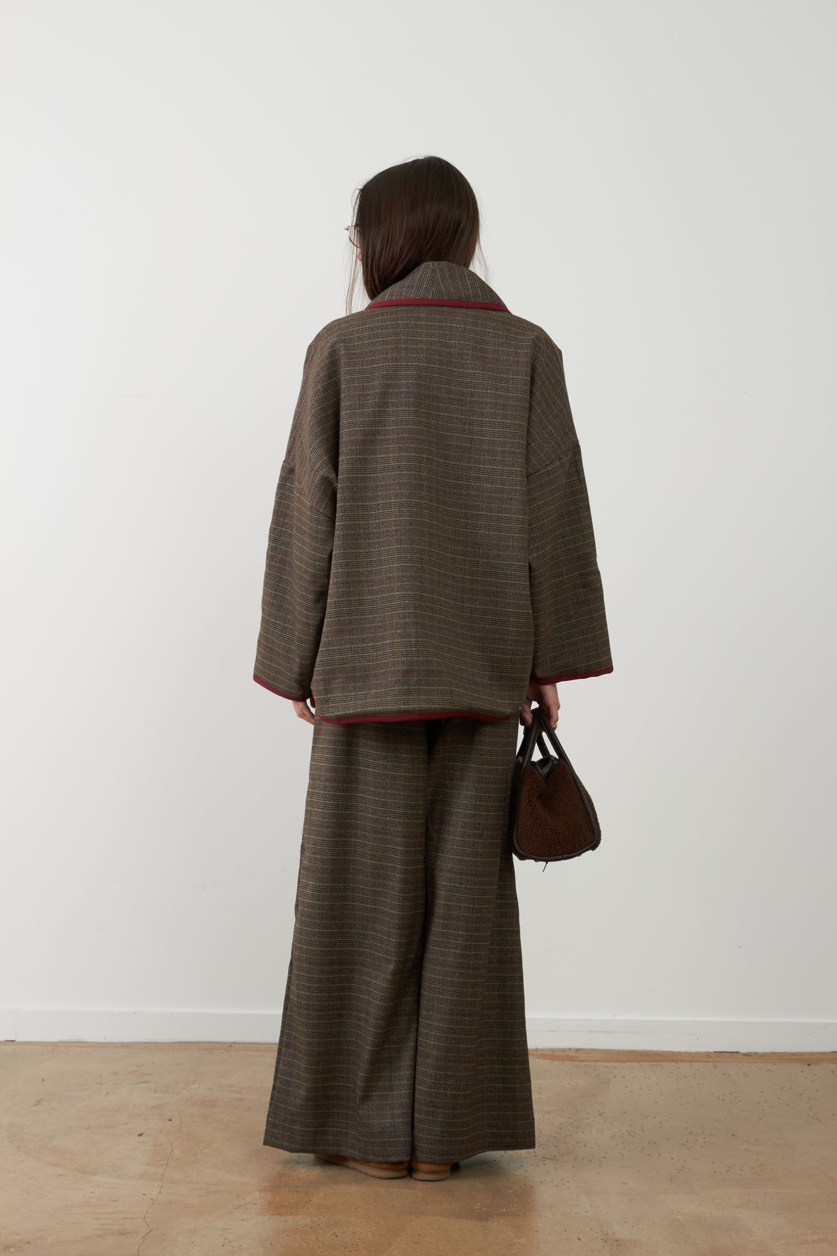 Pantalon de tailleur large Cindy - Carreaux choco