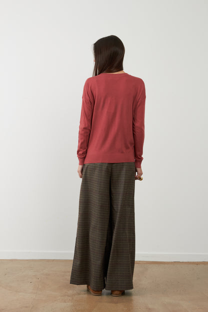 Pantalon de tailleur large Cindy - Carreaux choco