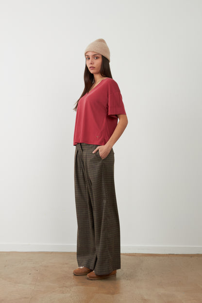 Pantalon de tailleur large Cindy - Carreaux choco