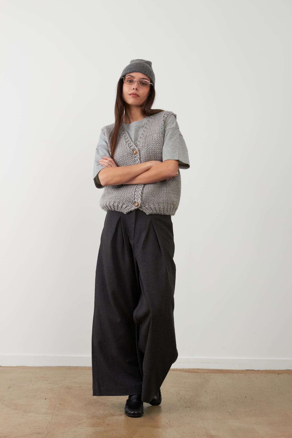 Pantalon de tailleur large Cindy - Noir