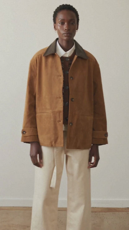Veste barn jacket col simili-cuir Jose - Camel