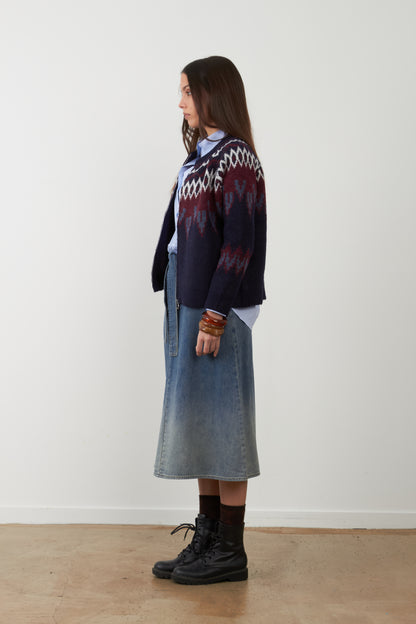 Pull jacquard Alistair - Navy/Bordeaux