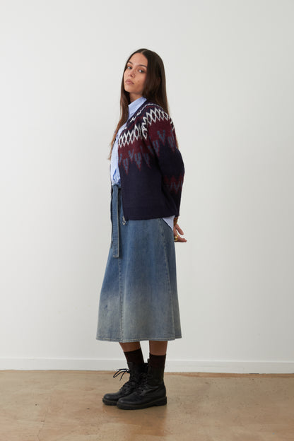 Pull jacquard Alistair - Navy/Bordeaux