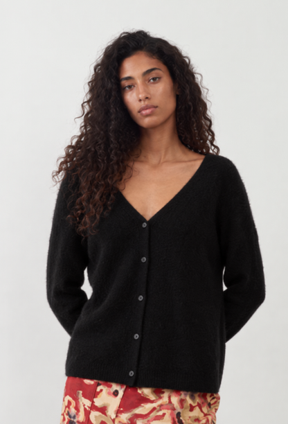 Gilet col V racoon & laine Betty gilet - Noir