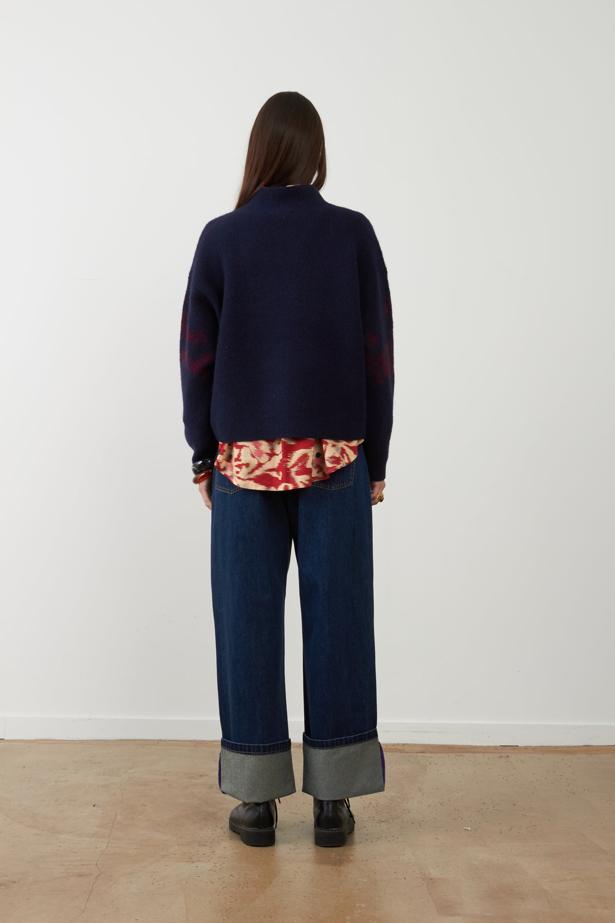 Pull col camionneur Égée - Navy et Burgundy