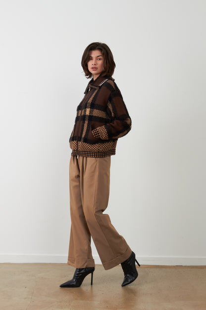 Veste gilet à carreaux Palomée - Chocolat