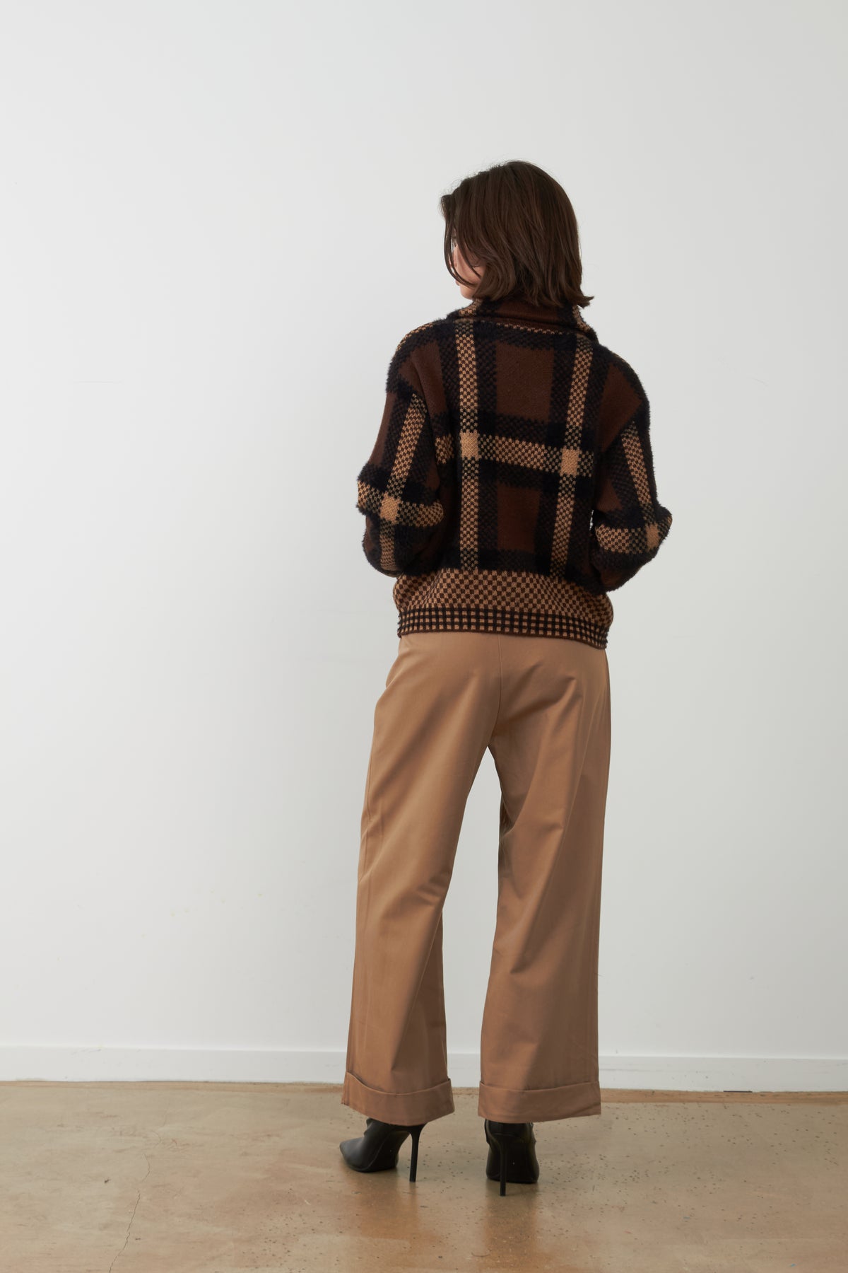 Veste gilet à carreaux Palomée - Chocolat