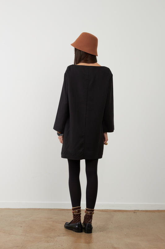 Robe courte à manches longues Talia - Noir