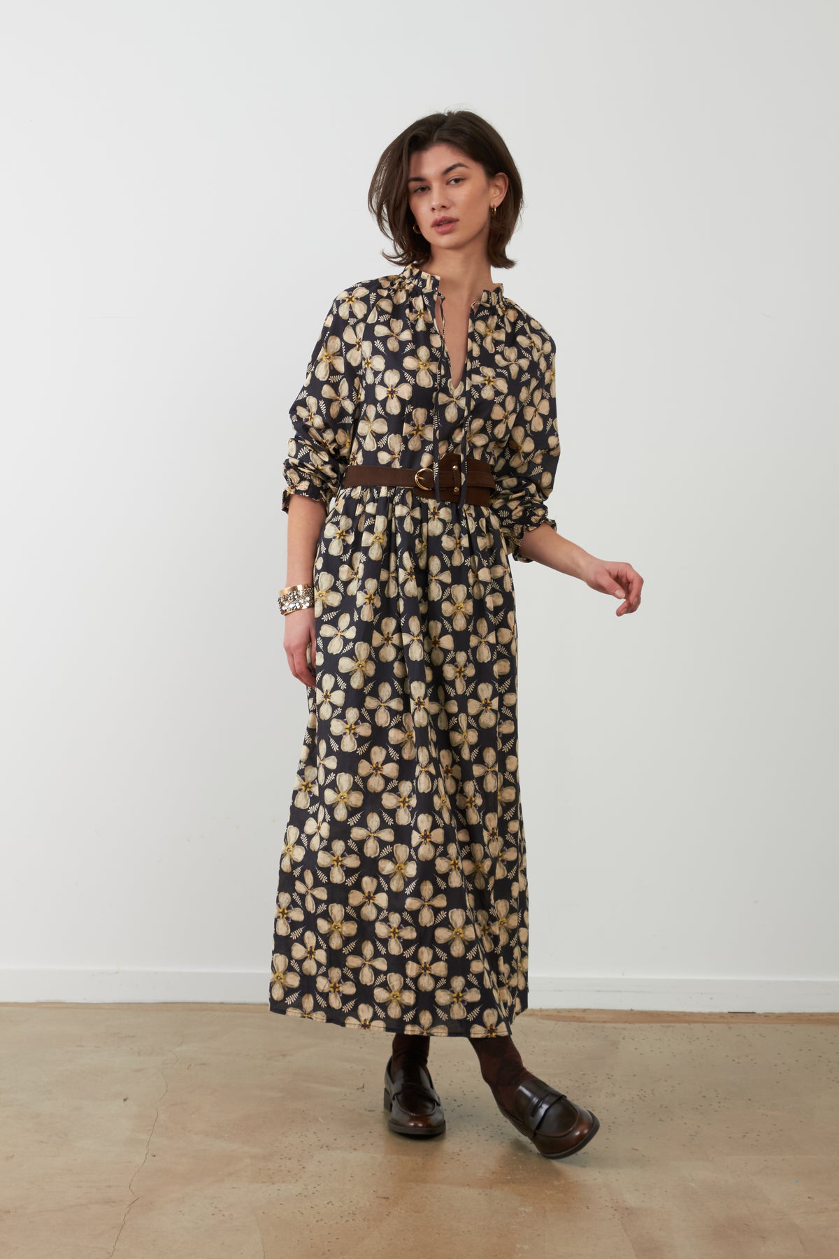 Robe longue imprimé fleurs Emmy - Orpheus Botanic