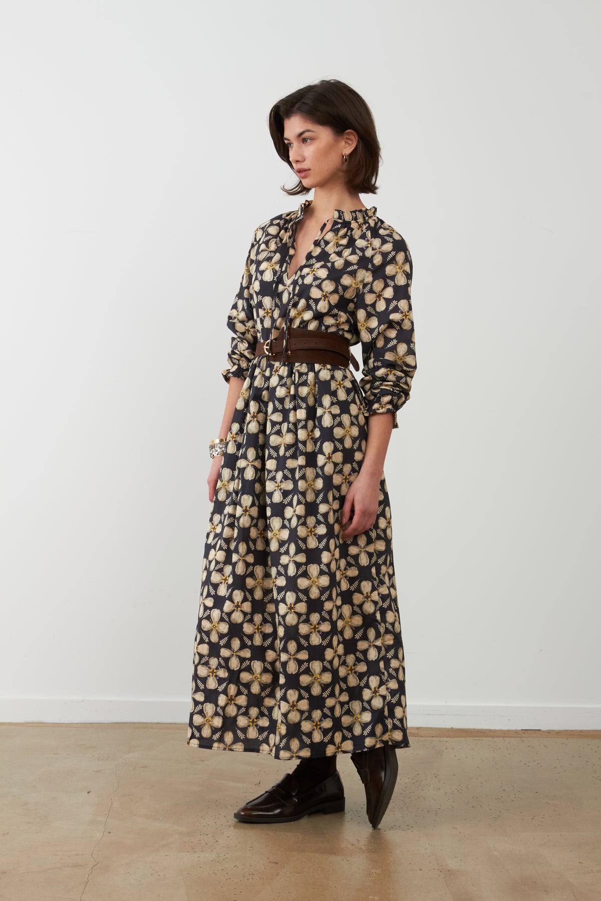 Robe longue imprimé fleurs Emmy - Orpheus Botanic