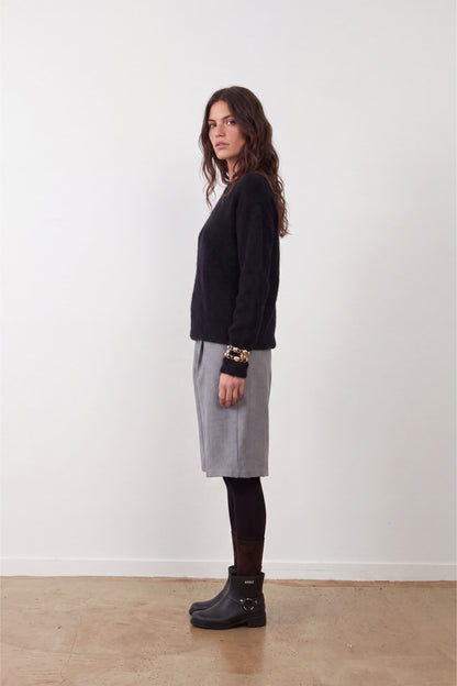 Pull racoon & laine col rond Samba - Noir