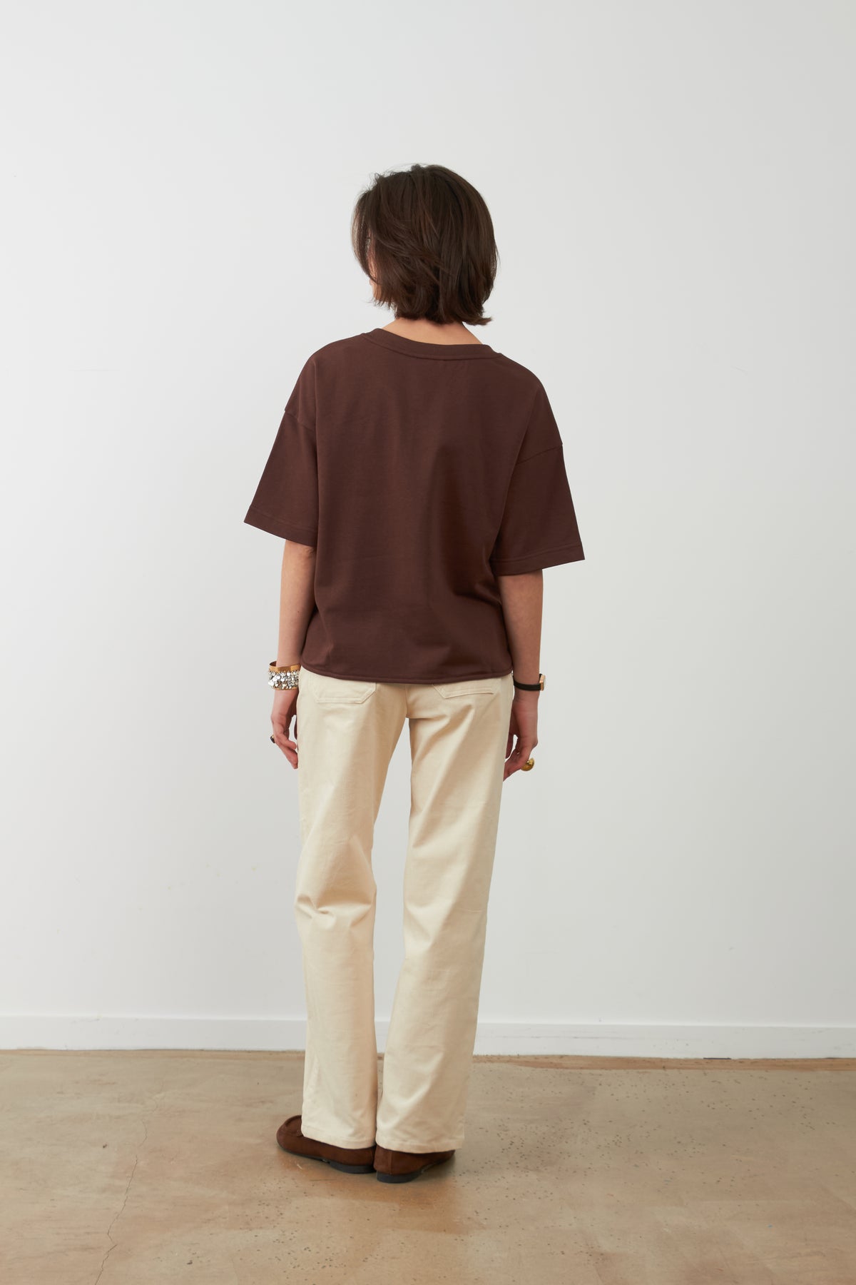 T-shirt broderie florale Sohanne - Chocolat