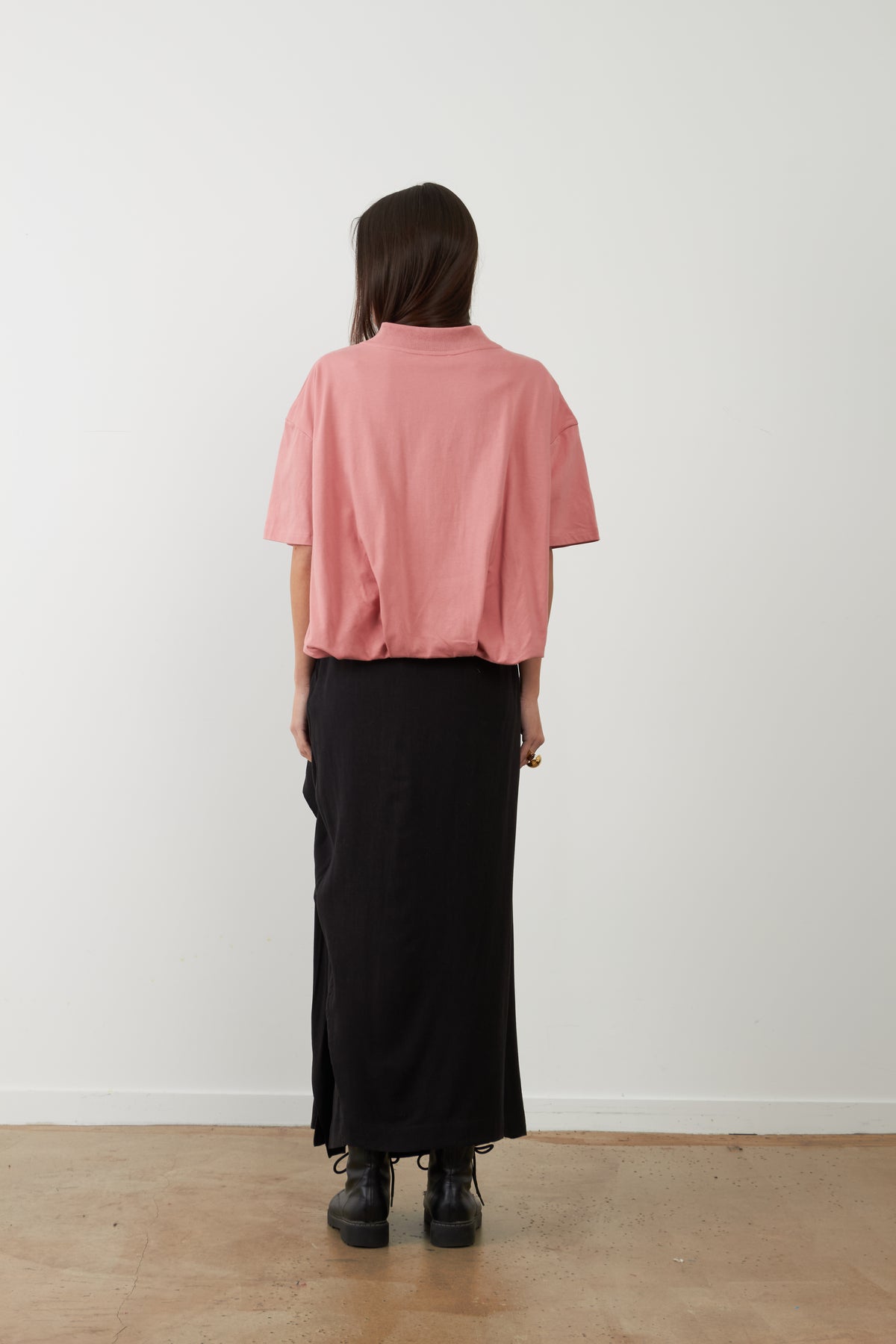 T-shirt en coton col V Thamila - Vieux rose