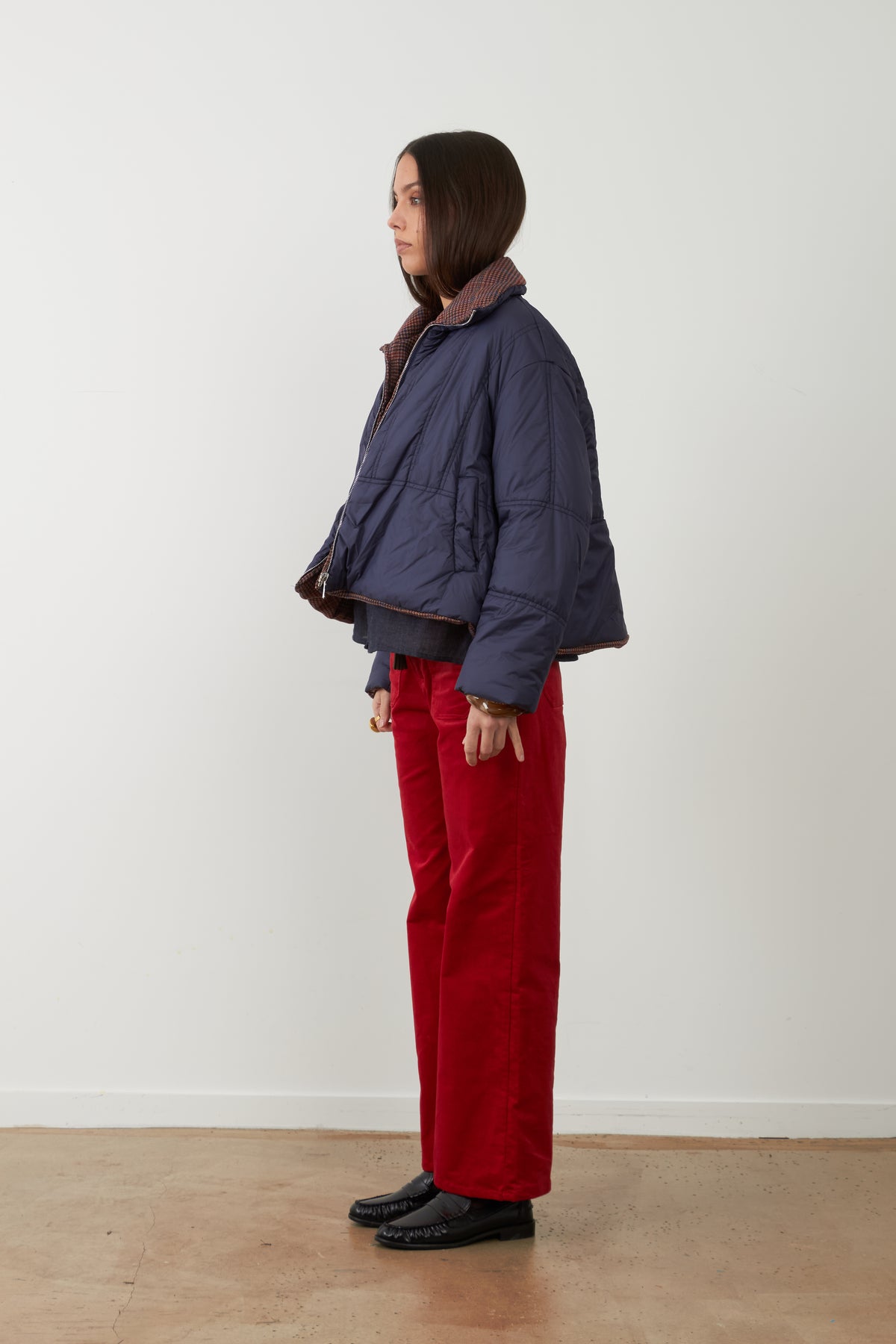 Blouson matelassé col contrasté Lori - Navy