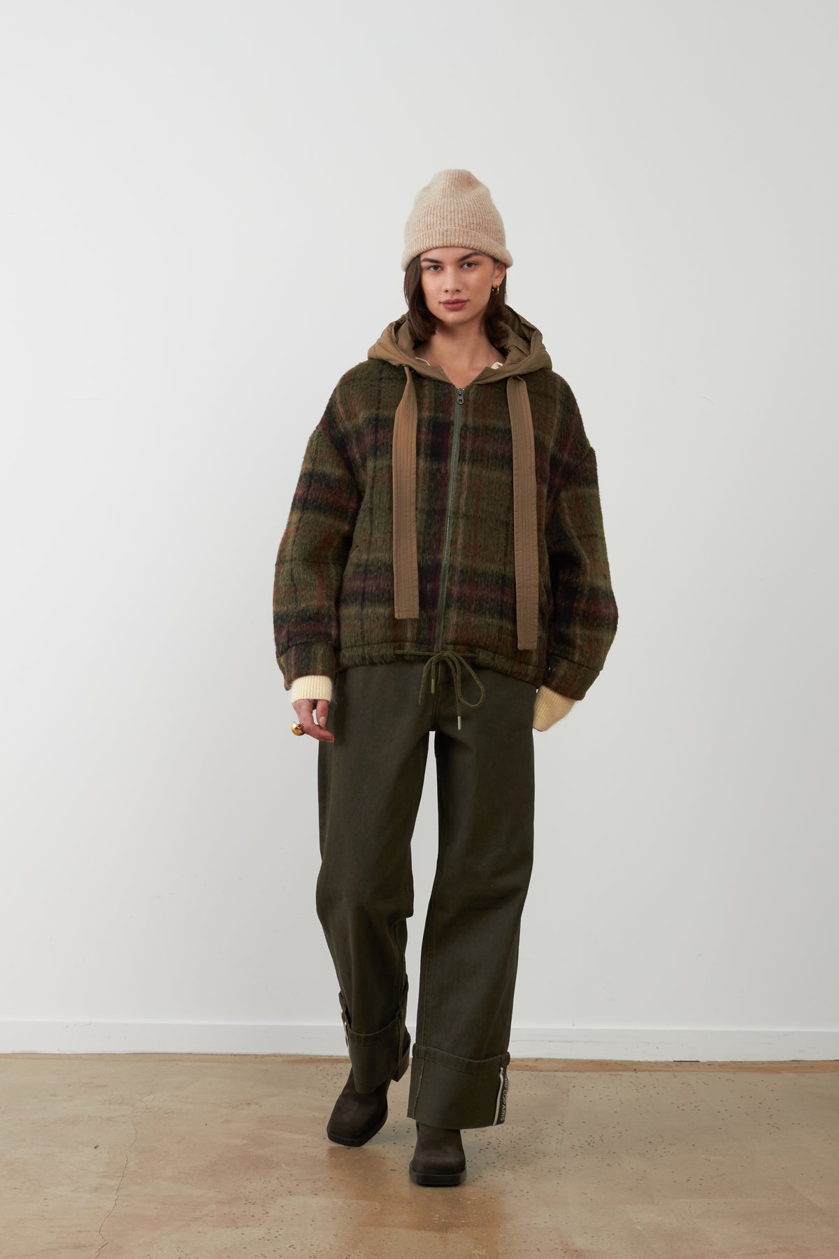 Veste à capuche Lester - Carreaux verts
