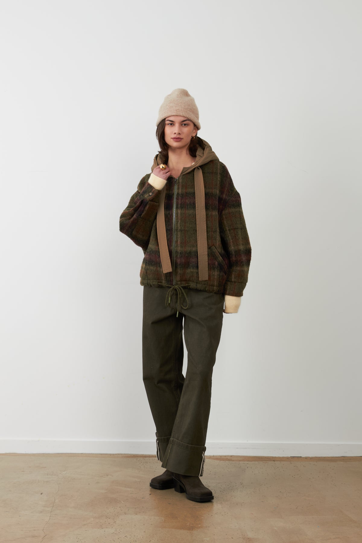 Veste à capuche Lester - Carreaux verts