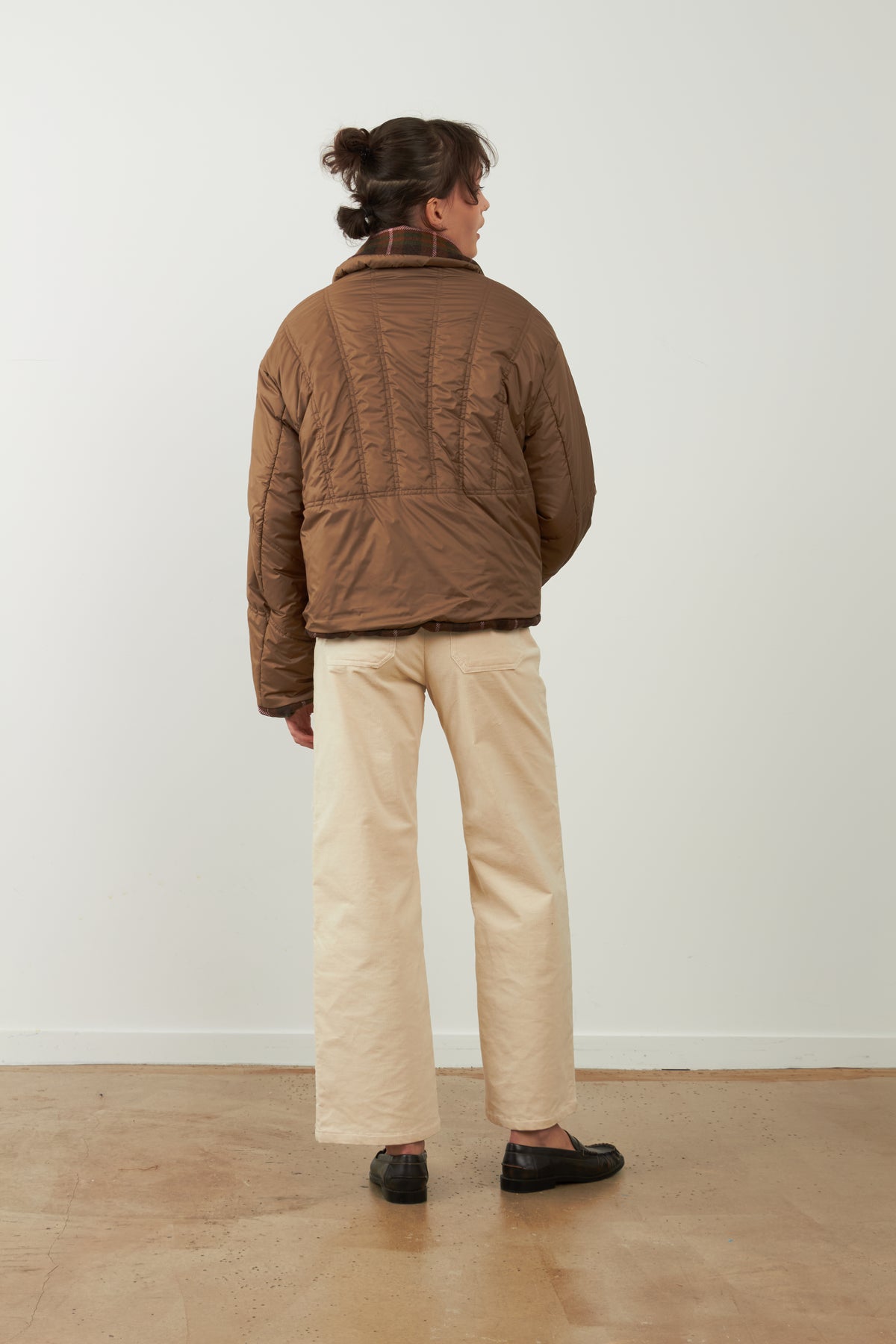 Blouson matelassé & col à carreaux Lori - Kaki