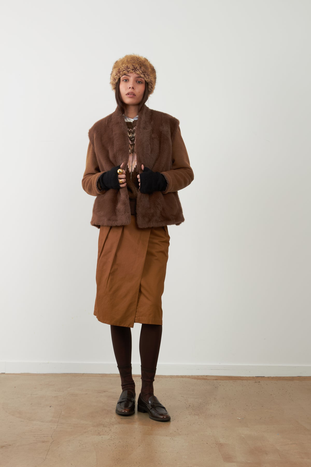 Veste sans manches fourrure Louliana - Chocolat