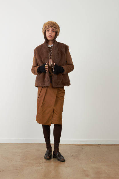 Veste sans manches fourrure Louliana - Chocolat