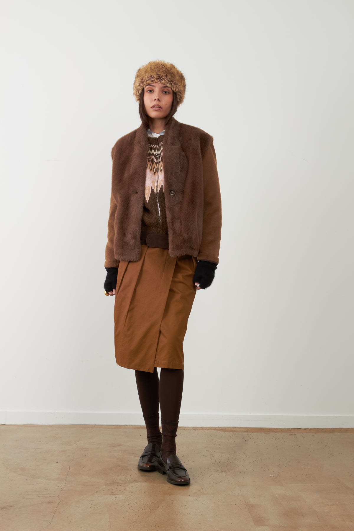 Veste sans manches fourrure Louliana - Chocolat