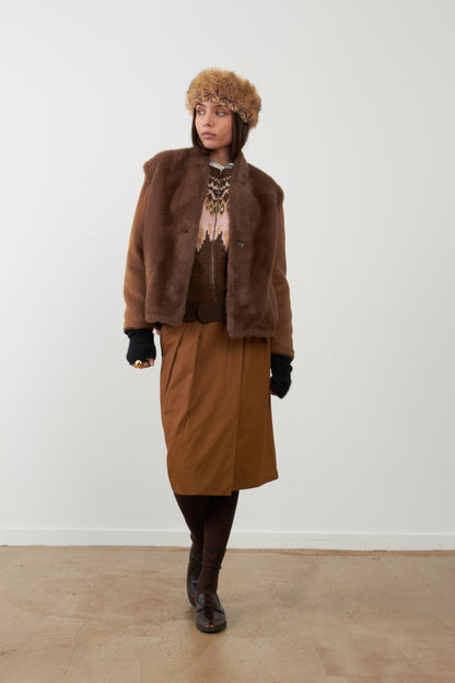 Veste sans manches fourrure Louliana - Chocolat