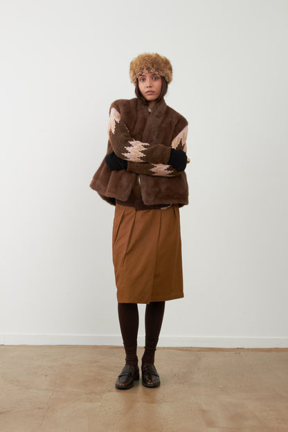 Veste sans manches fourrure Louliana - Chocolat