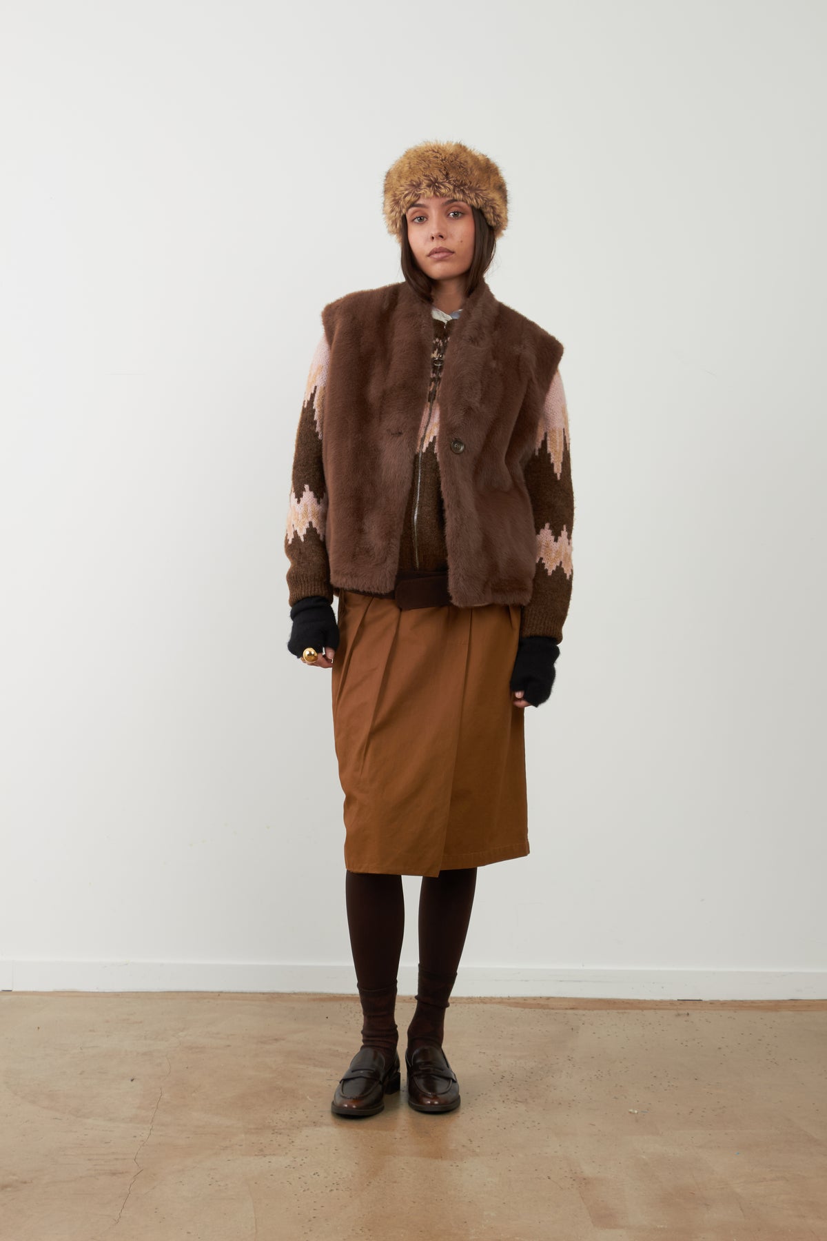 Veste sans manches fourrure Louliana - Chocolat