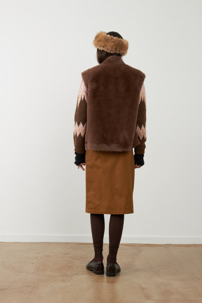 Veste sans manches fourrure Louliana - Chocolat