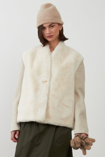 Veste en fourrure Louliana - Écru