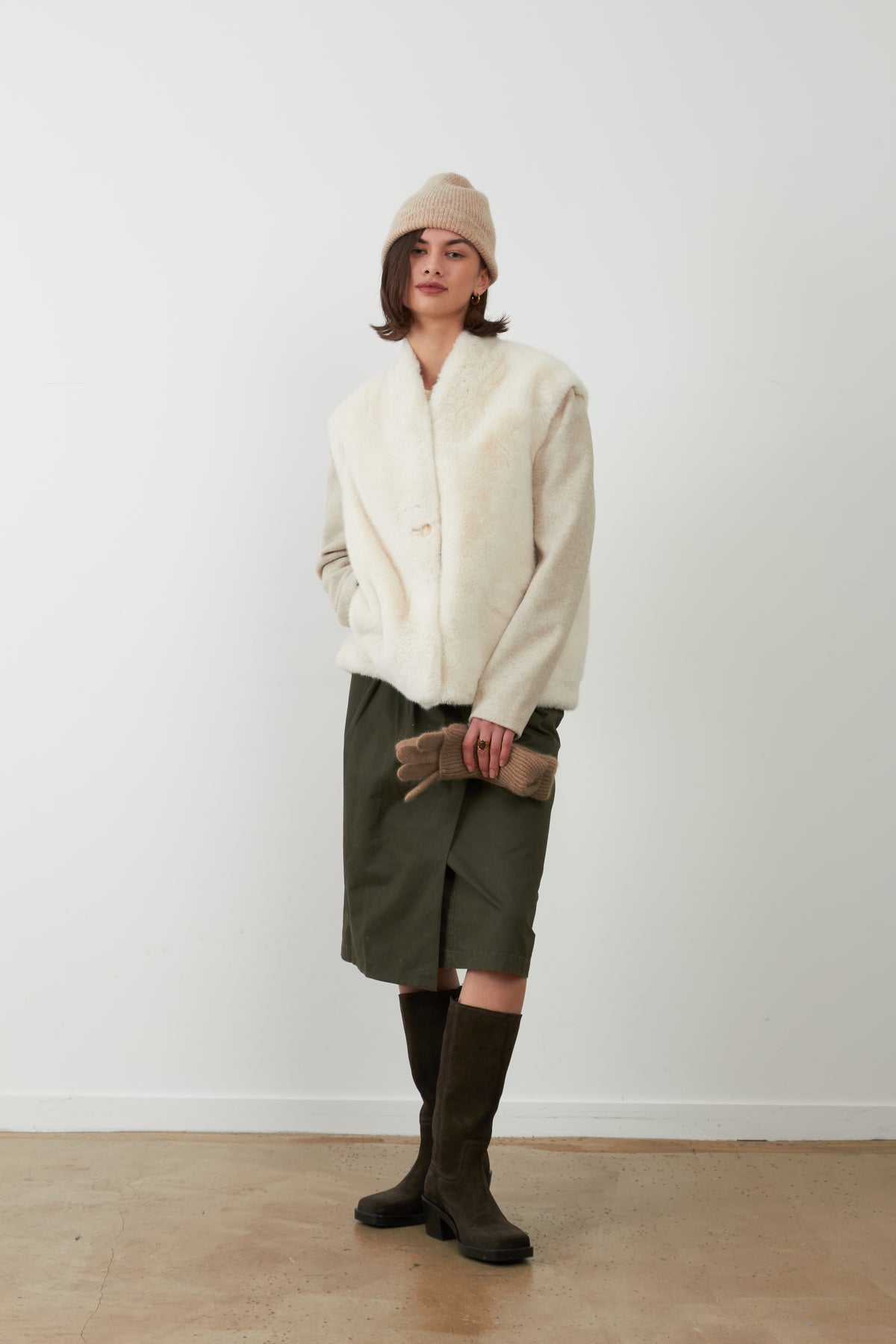 Veste en fourrure Louliana - Écru