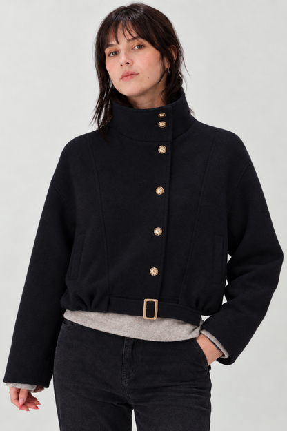 Veste caban style officier Amélie - Noir