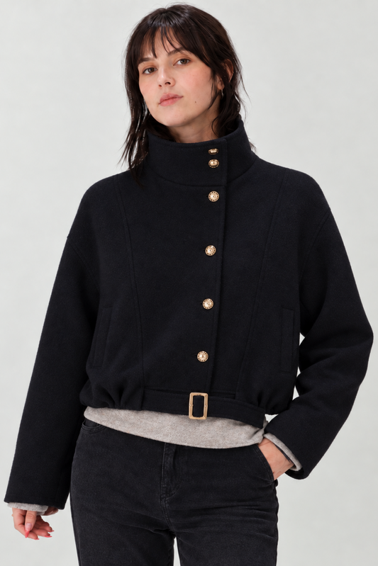 Veste caban style officier Amélie - Noir