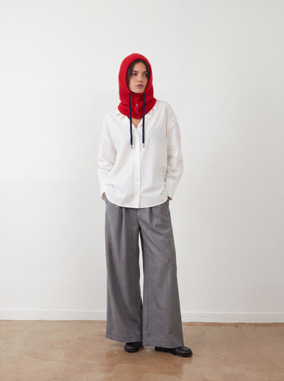 Cagoule en racoon trois boutons cordons marine Solea - Rubis