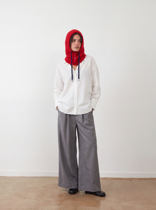 Cagoule en racoon trois boutons cordons marine Solea - Rubis